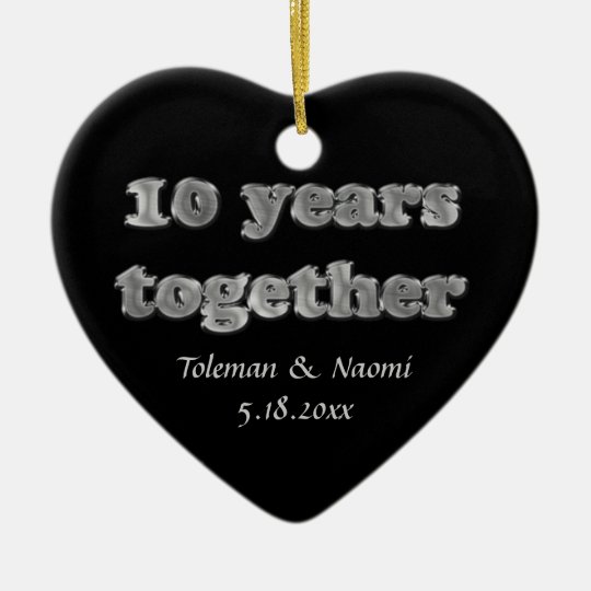 Modern 10de Jubileum Van Het Huwelijk 10 Jaar Keramisch Hart Ornament Zazzle Nl