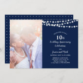 Modern 10th Wedding Jubileum Invitation - marine Kaart (Voorkant / Achterkant)