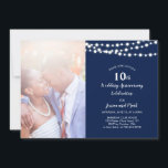 Modern 10th Wedding Jubileum Invitation - marine Kaart<br><div class="desc">Viel je speciale dag in met deze moderne uitnodiging tot het Jubileum van de marine & White Night Garden Wedding . U kunt de achtergrondkleur,  de doopvonten,  of het afbeelding uitgeven door "te klikken verder"knoop aan te passen.</div>