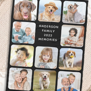 Modern 11 Foto Collage Persoonlijk Zwart Fleece Deken