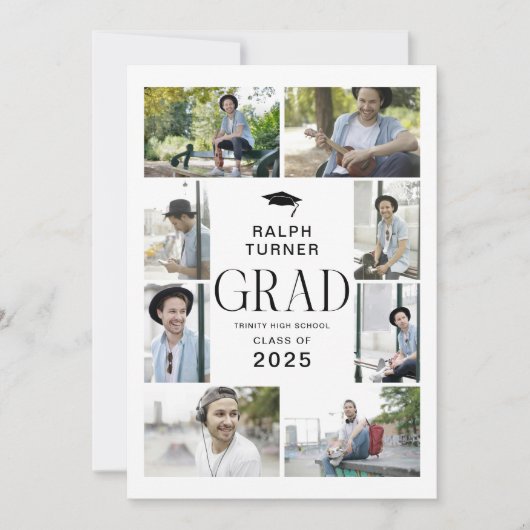 Modern 11 Photo Collage AFSTUDEERDER Afstuderen Aankondiging (Voorkant)