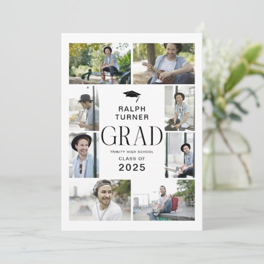 Modern 11 Photo Collage AFSTUDEERDER Afstuderen Aankondiging (Staand voorkant)