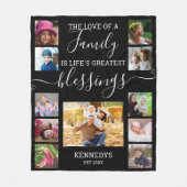 Modern 11 Photo Collage Family Love Quote Black Fleece Deken (Voorkant)