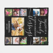 Modern 11 Photo Collage Family Love Quote Black Fleece Deken (Voorkant (Horizontaal))