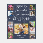 Modern 11 Photo Collage Family Love Quote Navy Fleece Deken (Voorkant)