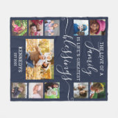 Modern 11 Photo Collage Family Love Quote Navy Fleece Deken (Voorkant (Horizontaal))