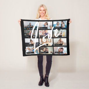 Modern 12 aangepaste foto collage scherm LOVE scri Fleece Deken