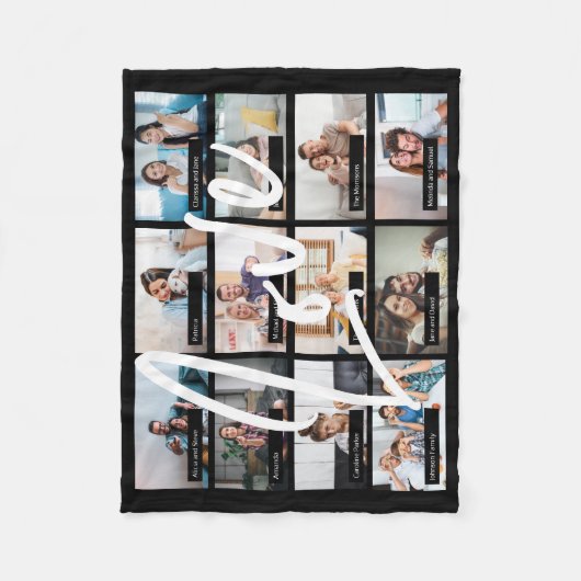 Modern 12 aangepaste foto collage scherm LOVE scri Fleece Deken (Voorkant)