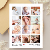 Modern 12 foto collage Baby shower Dank u Briefkaart