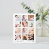 Modern 12 foto collage Baby shower Dank u Briefkaart (Staand voorkant)