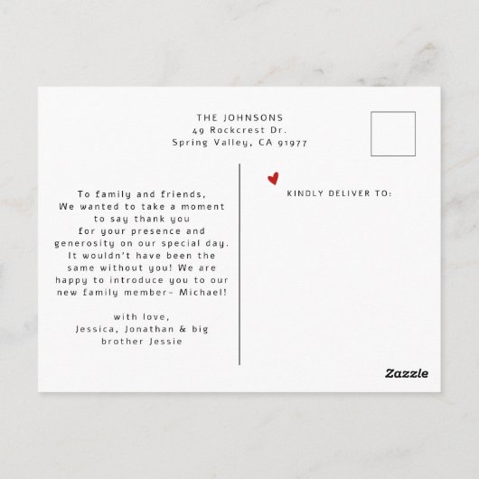 Modern 12 foto collage Baby shower Dank u Briefkaart (Achterkant)