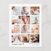 Modern 12 foto collage Baby shower Dank u Briefkaart (Voorkant)