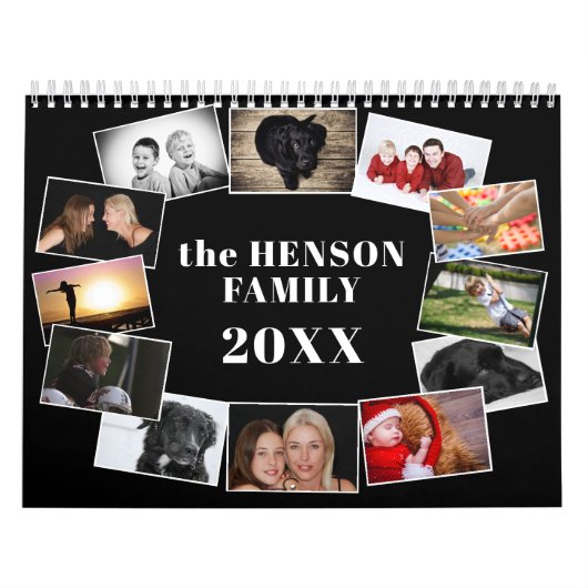 Modern 12 Fotocollage 2026 Familie Kalender (Hoes)