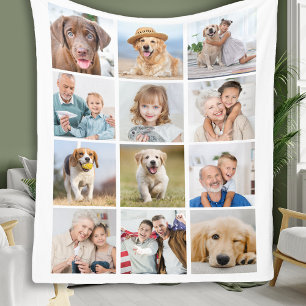 Modern 12 Fotocollage Custom Familie Vrienden Huis Fleece Deken