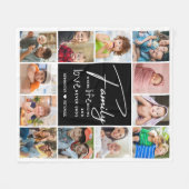 Modern 12 Photo Collage Family Name Quote     Fleece Deken (Voorkant (Horizontaal))