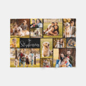 Modern 12 Photo Collage Script Family Name Fleece Deken (Voorkant (Horizontaal))