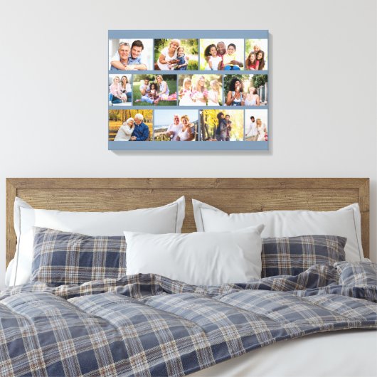 Modern 12 Photo Masonry Grid Blue Stretched Canvas (Insitu (Slaapkamer))
