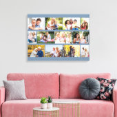 Modern 12 Photo Masonry Grid Blue Stretched Canvas Afdruk (Insitu (Woonkamer))