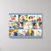 Modern 12 Photo Masonry Grid Blue Stretched Canvas Afdruk (Voorkant)