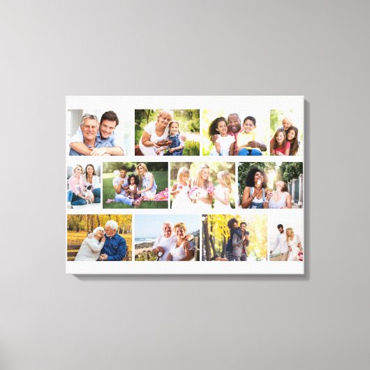 Modern 12 Photo Masonry Grid White Canvas Afdruk (Voorkant)