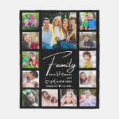 Modern 13 Photo Collage Family Quote Name Black Fleece Deken (Voorkant)