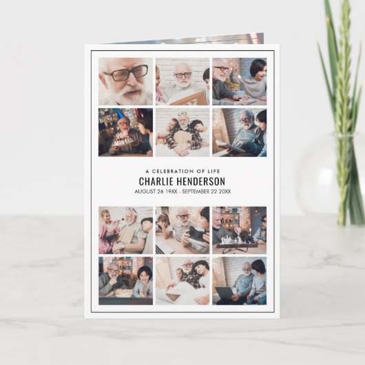 Modern 15-foto begrafenisprogramma met bio & geem programma (Voorkant)