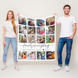 Modern 16 Foto Collage Quote Familienaam    Fleece Deken