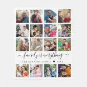 Modern 16 Foto Collage Quote Familienaam    Fleece Deken (Voorkant)