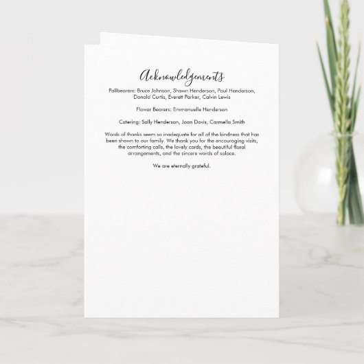 Modern 16-foto gevouwen begrafenisprogramma programma (Achterkant)