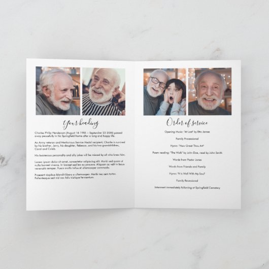 Modern 16-foto gevouwen begrafenisprogramma programma (Binnen)