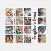 Modern 16 Photo Collage Familienaam Quote Fleece Deken (Voorkant (Horizontaal))