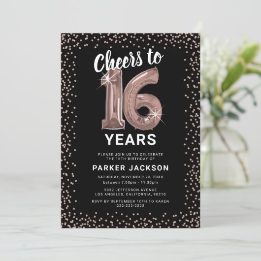 Modern 16e Verjaardag Roos Gold Kaart (Staand voorkant)