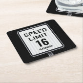 Modern 16th Birthday Speed Sign Kartonnen Onderzetters (Schuin)