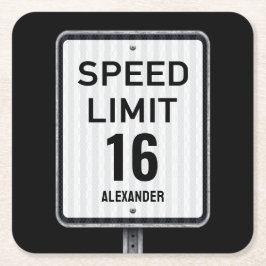Modern 16th Birthday Speed Sign Kartonnen Onderzetters