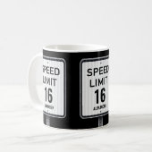 Modern 16th Birthday Speed Sign Koffiemok (Voorkant links)