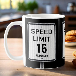 Modern 16th Birthday Speed Sign Koffiemok