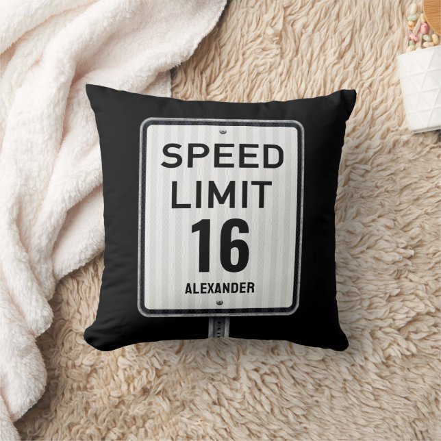 Modern 16th Birthday Speed Sign Kussen (Deken)