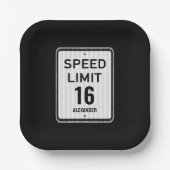 Modern 16th Birthday Speed Sign Papieren Bordje (Voorkant)