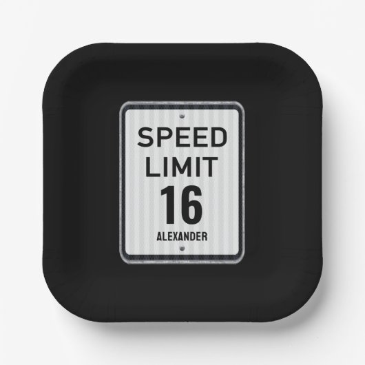 Modern 16th Birthday Speed Sign Papieren Bordje (Voorkant)