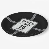 Modern 16th Birthday Speed Sign Papieren Bordje (Gekanteld)