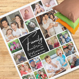 Modern 17 Foto Collage Familienaam Quote Fleece Deken