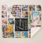 Modern 17 Foto Collage Familienaam Quote Sherpa Deken (Voorkant (horizontaal))