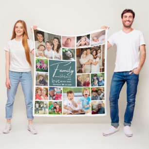 Modern 17 Fotocollage Familienaam Quote Fleece Deken