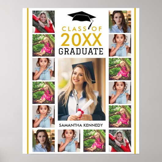 Modern 17 Photo Collage Class Of 2026 Graduation Poster (Voorkant)