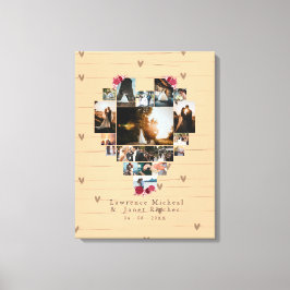 Modern 18 Heart-vormige Foto Collage voor haar/hem Canvas Afdruk