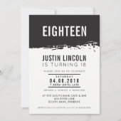 MODERN 18e verjaardagsfeest UITNODIGEN verfspatten Kaart (Voorkant)