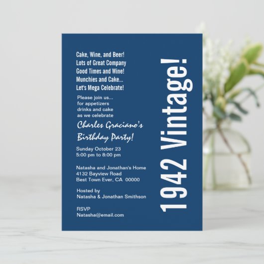 Modern 1942  Birthday Blue White Red Kaart (Staand voorkant)