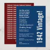 Modern 1942  Birthday Blue White Red Kaart (Voorkant / Achterkant)