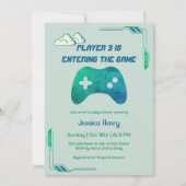 Modern 1974 Video Game Player 3 Gaming Baby shower Kaart (Voorkant)