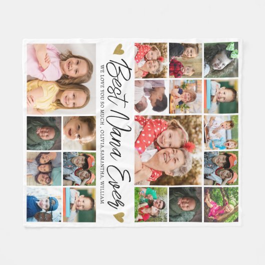 Modern 19 Foto Collage Best Nana Ever Fleece Deken (Voorkant (Horizontaal))